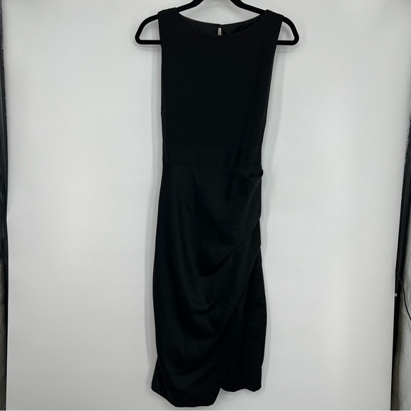NWT Closet London Black Sleeveless Pencil Dress Pleated Ruched Midi Bodycon 8 - Picture 1 of 10
